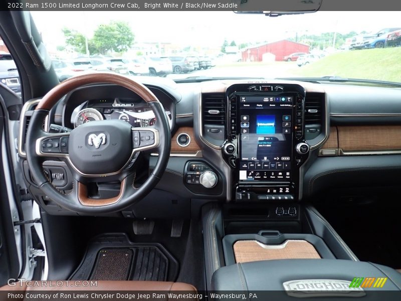 Bright White / Black/New Saddle 2022 Ram 1500 Limited Longhorn Crew Cab