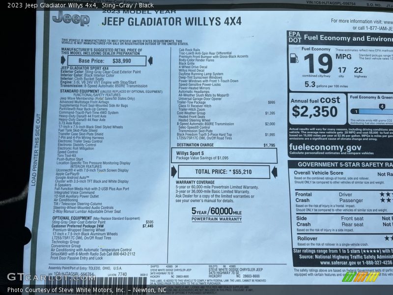 Sting-Gray / Black 2023 Jeep Gladiator Willys 4x4