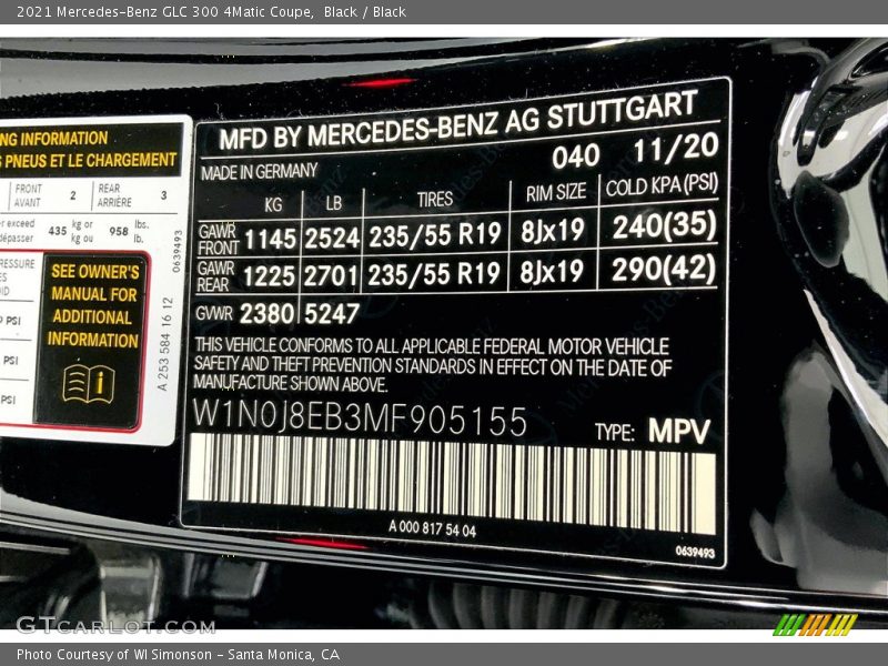 Black / Black 2021 Mercedes-Benz GLC 300 4Matic Coupe