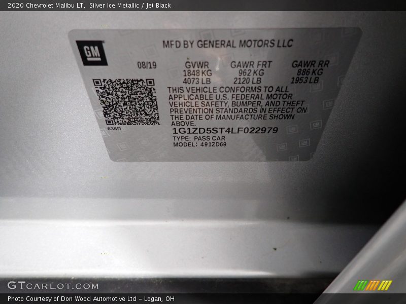 Silver Ice Metallic / Jet Black 2020 Chevrolet Malibu LT