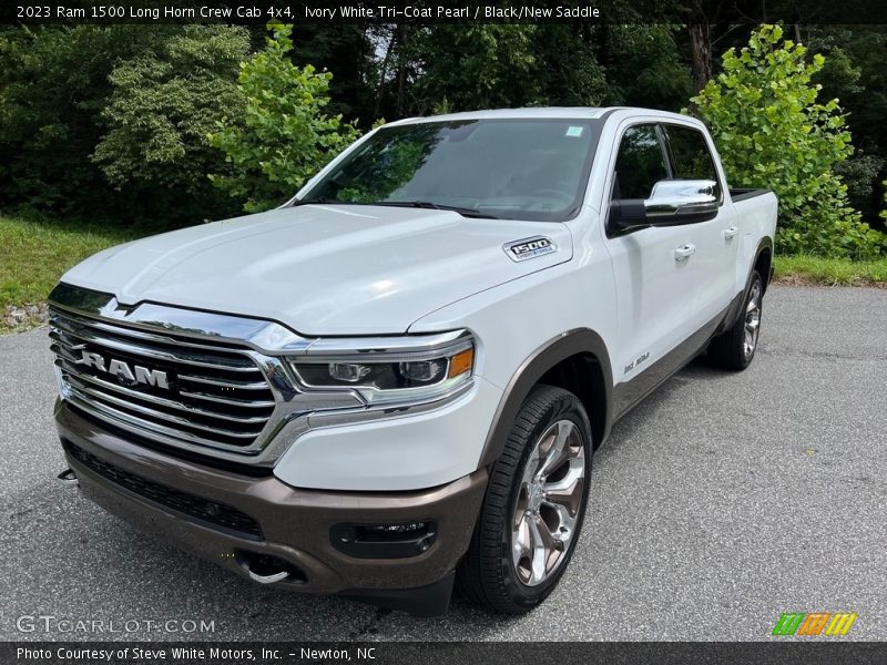 Ivory White Tri-Coat Pearl / Black/New Saddle 2023 Ram 1500 Long Horn Crew Cab 4x4