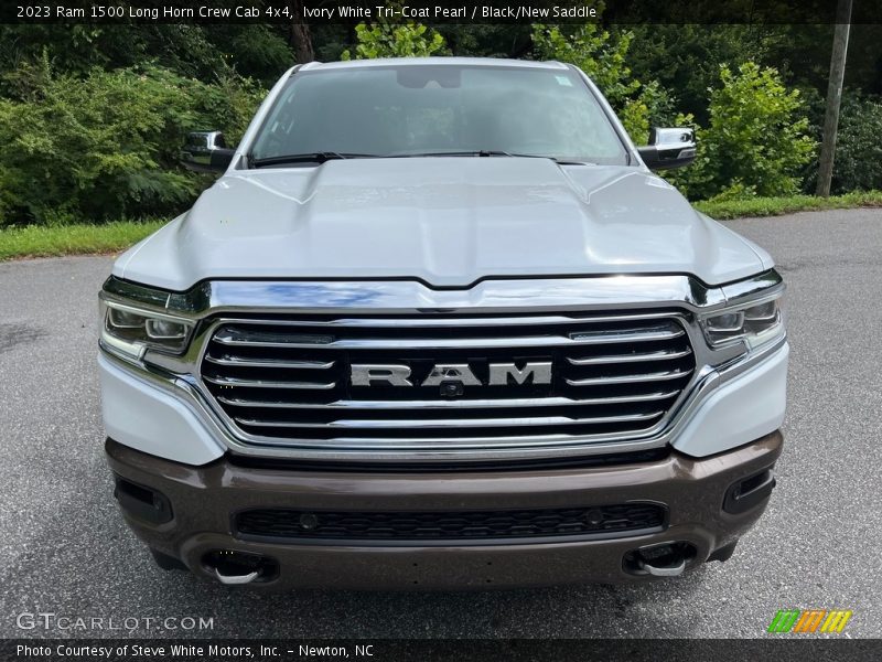 Ivory White Tri-Coat Pearl / Black/New Saddle 2023 Ram 1500 Long Horn Crew Cab 4x4