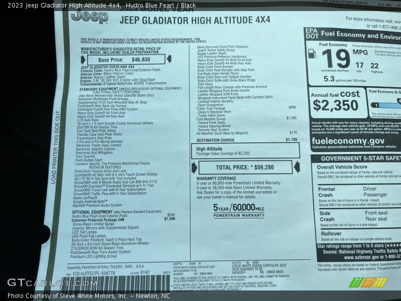 Hydro Blue Pearl / Black 2023 Jeep Gladiator High Altitude 4x4