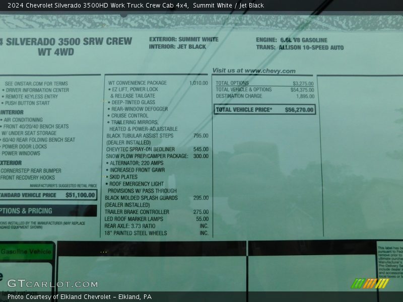  2024 Silverado 3500HD Work Truck Crew Cab 4x4 Window Sticker