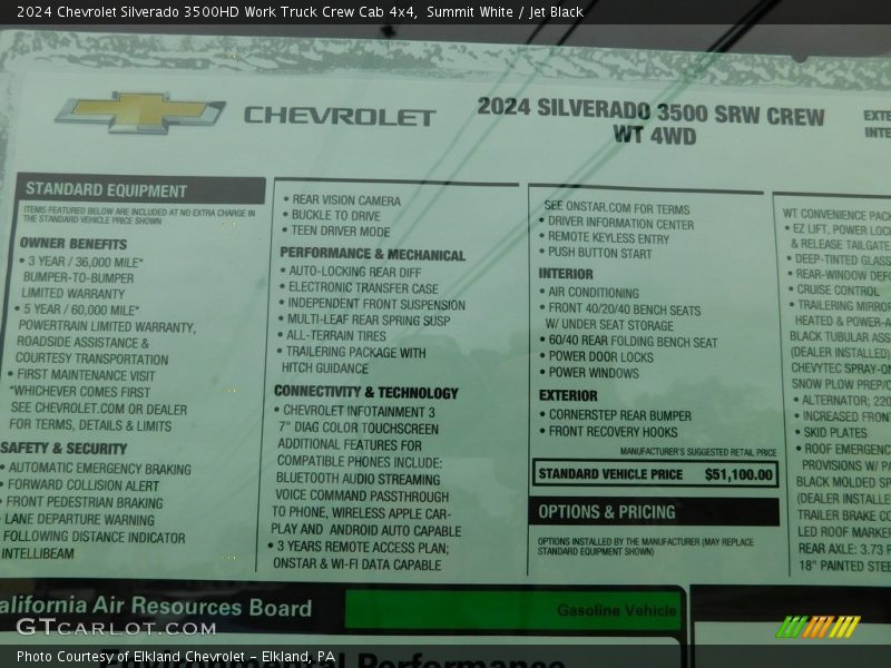  2024 Silverado 3500HD Work Truck Crew Cab 4x4 Window Sticker