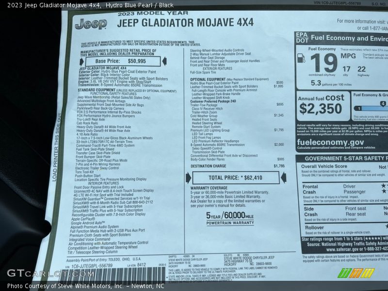  2023 Gladiator Mojave 4x4 Window Sticker