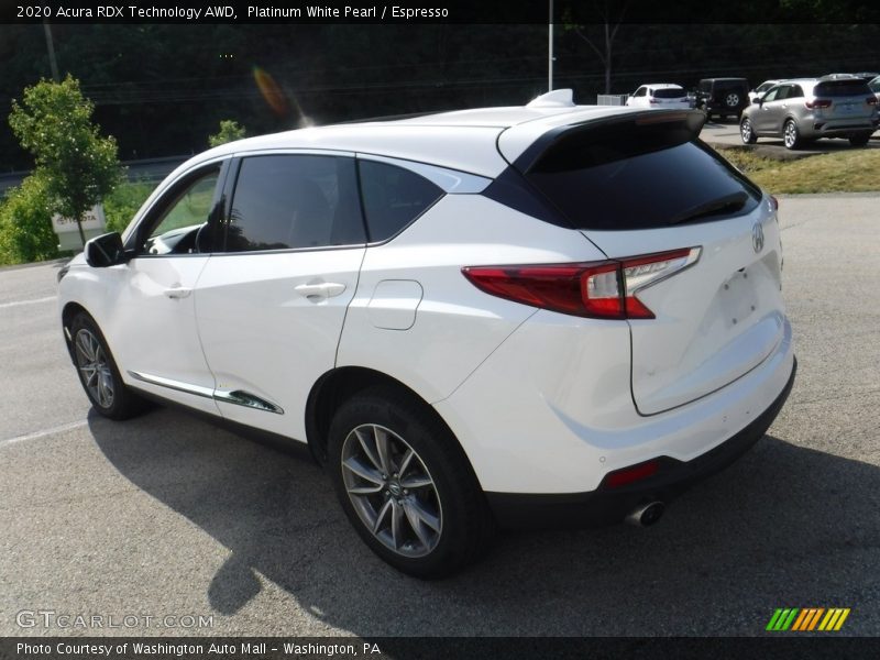 Platinum White Pearl / Espresso 2020 Acura RDX Technology AWD