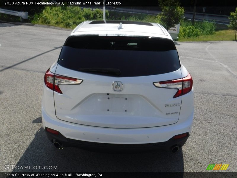 Platinum White Pearl / Espresso 2020 Acura RDX Technology AWD