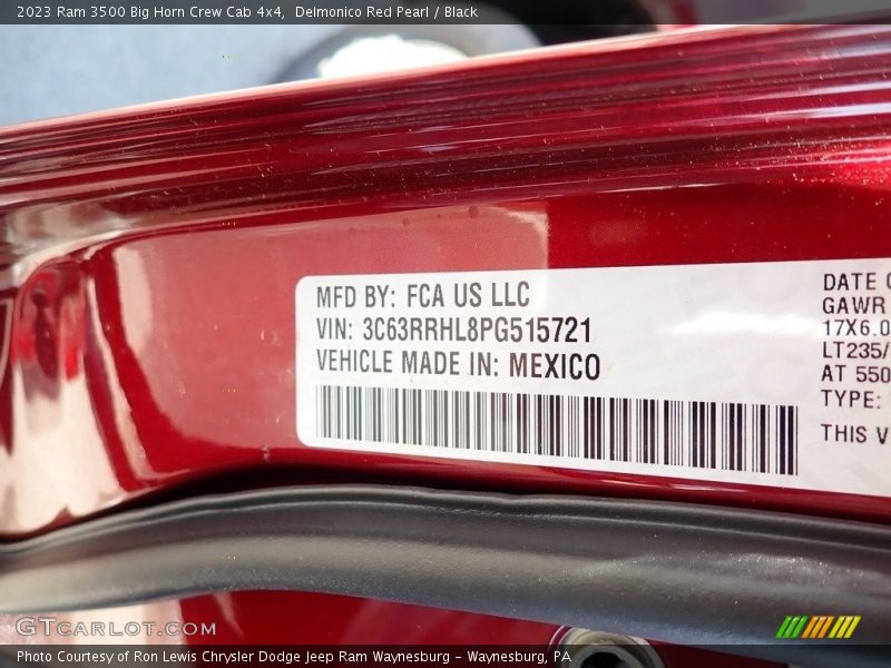 Delmonico Red Pearl / Black 2023 Ram 3500 Big Horn Crew Cab 4x4