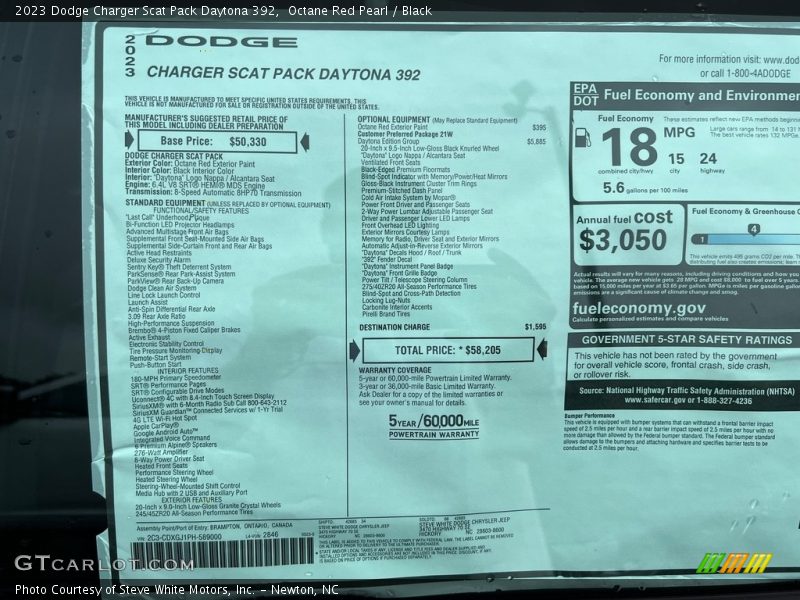 Octane Red Pearl / Black 2023 Dodge Charger Scat Pack Daytona 392