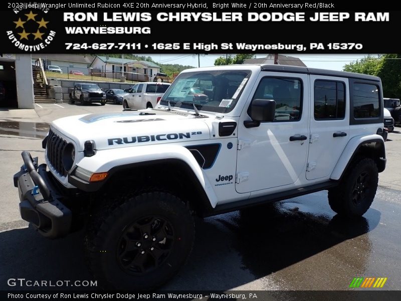 Bright White / 20th Anniversary Red/Black 2023 Jeep Wrangler Unlimited Rubicon 4XE 20th Anniversary Hybrid