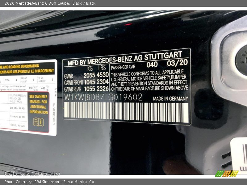 Black / Black 2020 Mercedes-Benz C 300 Coupe