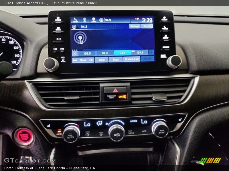 Controls of 2021 Accord EX-L