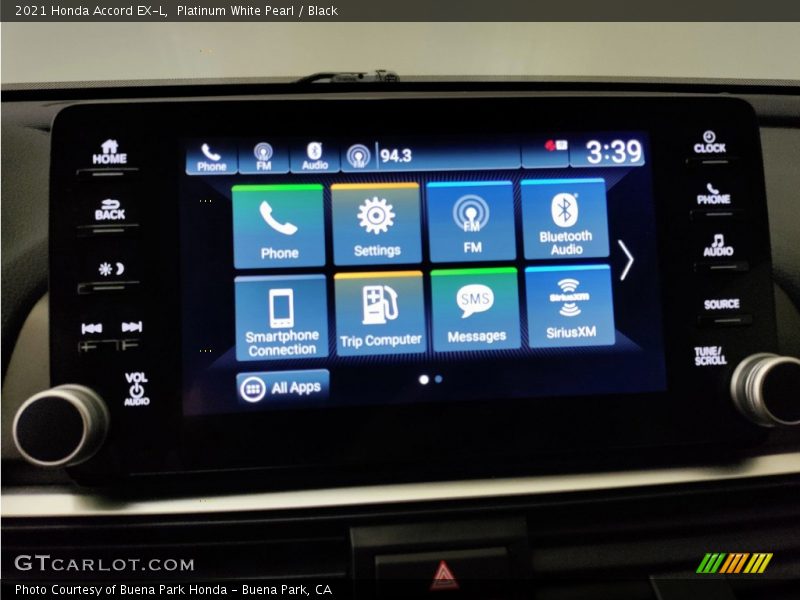 Platinum White Pearl / Black 2021 Honda Accord EX-L