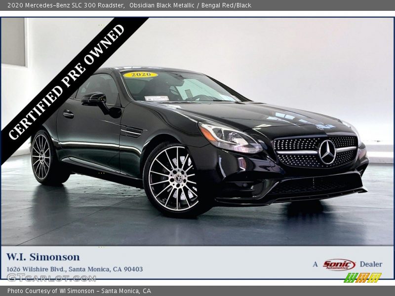Obsidian Black Metallic / Bengal Red/Black 2020 Mercedes-Benz SLC 300 Roadster