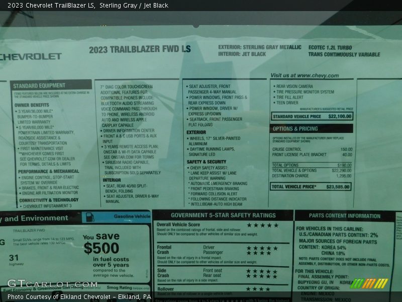 Sterling Gray / Jet Black 2023 Chevrolet TrailBlazer LS