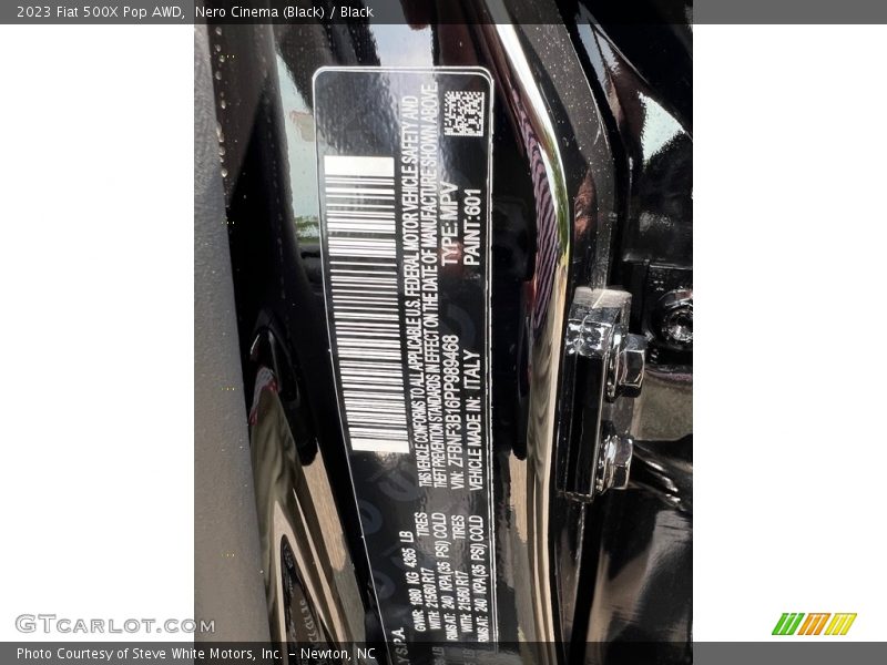 2023 500X Pop AWD Nero Cinema (Black) Color Code 601
