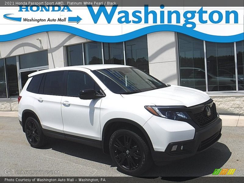 Platinum White Pearl / Black 2021 Honda Passport Sport AWD