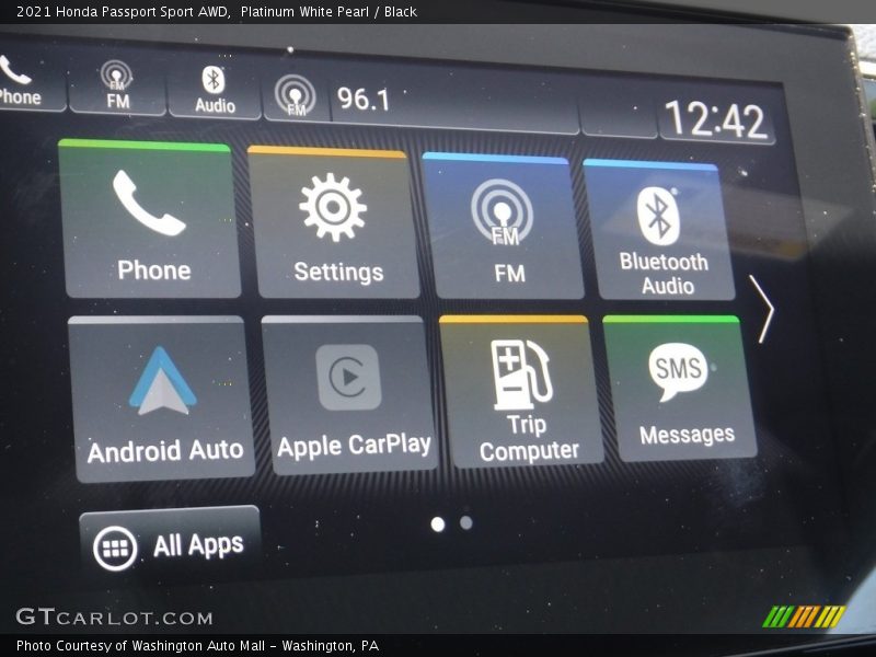 Platinum White Pearl / Black 2021 Honda Passport Sport AWD