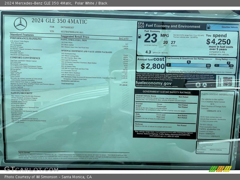 Polar White / Black 2024 Mercedes-Benz GLE 350 4Matic