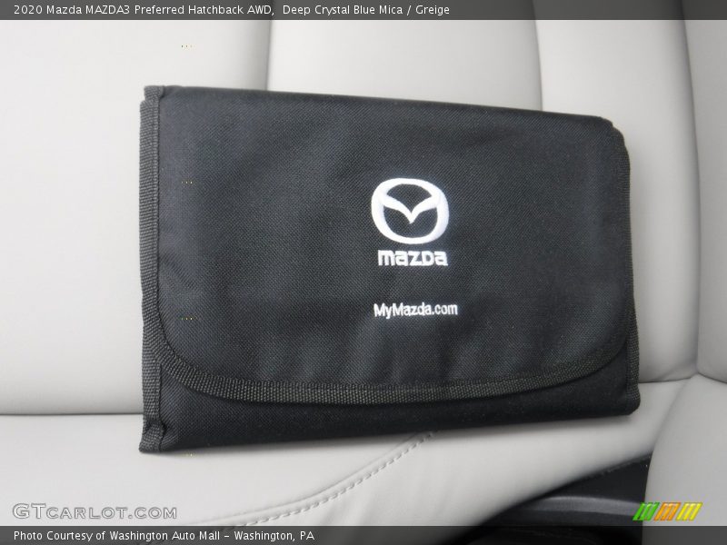 Deep Crystal Blue Mica / Greige 2020 Mazda MAZDA3 Preferred Hatchback AWD