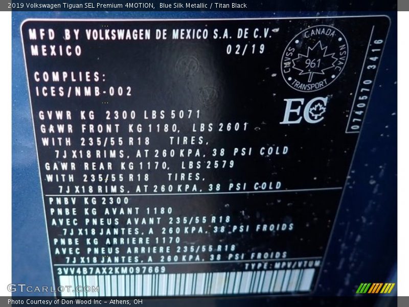 Blue Silk Metallic / Titan Black 2019 Volkswagen Tiguan SEL Premium 4MOTION