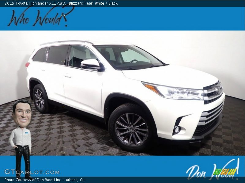 Blizzard Pearl White / Black 2019 Toyota Highlander XLE AWD