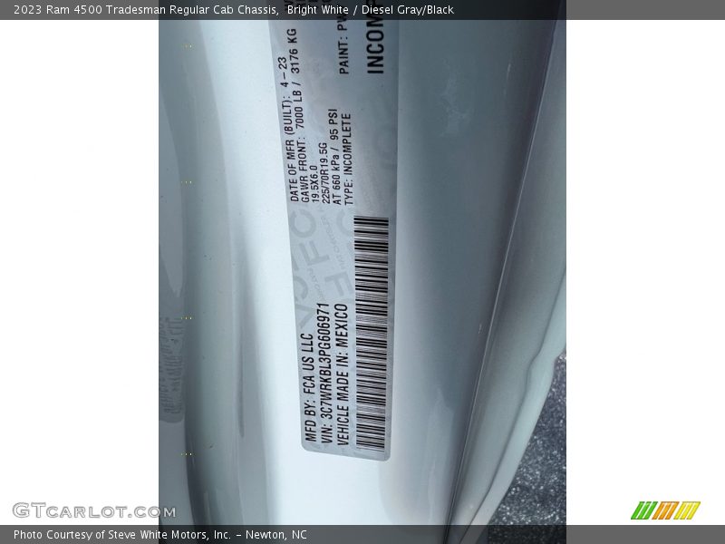 Bright White / Diesel Gray/Black 2023 Ram 4500 Tradesman Regular Cab Chassis