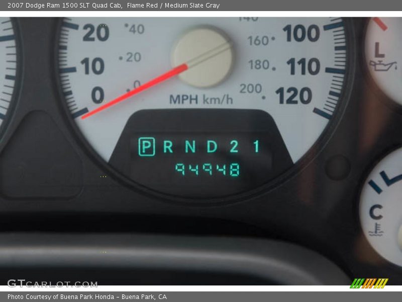 Flame Red / Medium Slate Gray 2007 Dodge Ram 1500 SLT Quad Cab