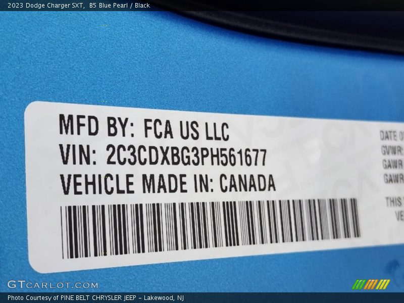 B5 Blue Pearl / Black 2023 Dodge Charger SXT