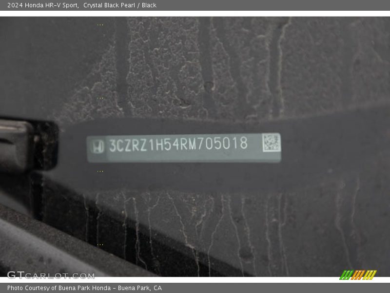 Crystal Black Pearl / Black 2024 Honda HR-V Sport