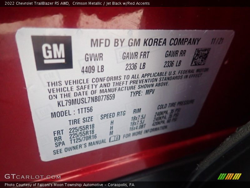 Crimson Metallic / Jet Black w/Red Accents 2022 Chevrolet TrailBlazer RS AWD