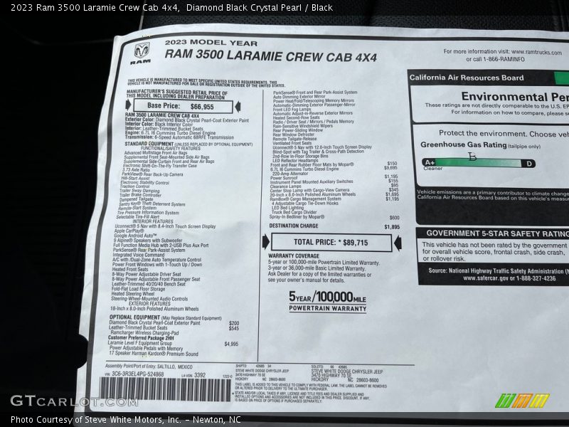  2023 3500 Laramie Crew Cab 4x4 Window Sticker