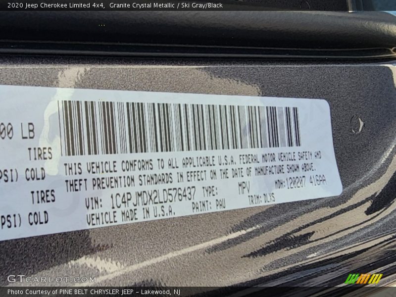 2020 Cherokee Limited 4x4 Granite Crystal Metallic Color Code PAU
