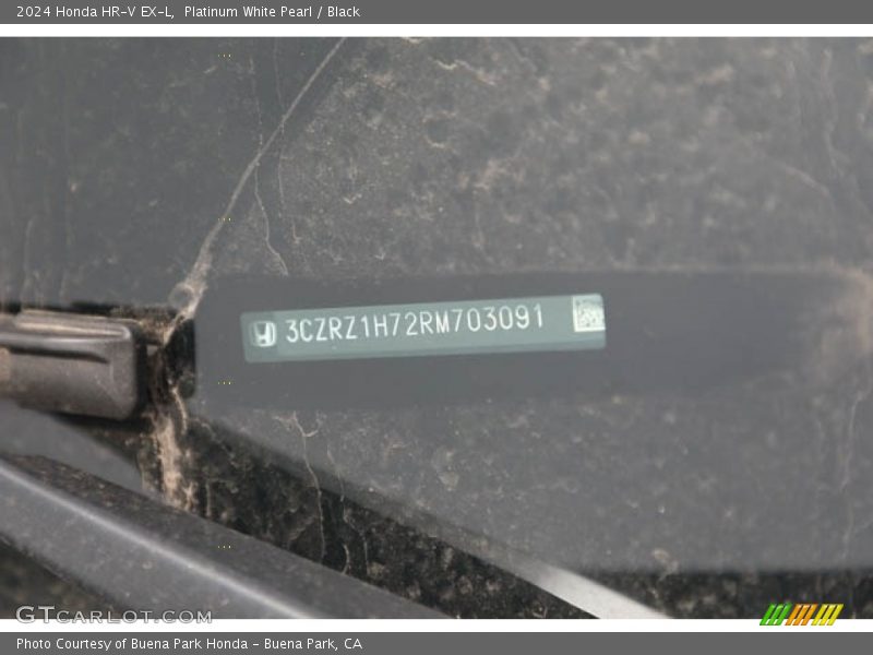 Platinum White Pearl / Black 2024 Honda HR-V EX-L