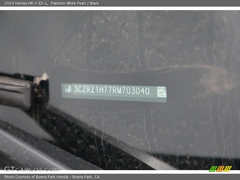 Platinum White Pearl / Black 2024 Honda HR-V EX-L