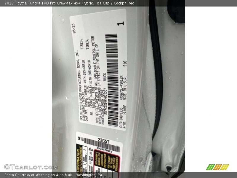 Ice Cap / Cockpit Red 2023 Toyota Tundra TRD Pro CrewMax 4x4 Hybrid