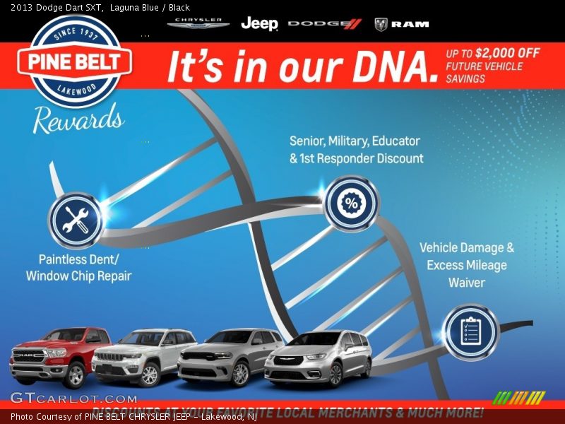 Laguna Blue / Black 2013 Dodge Dart SXT