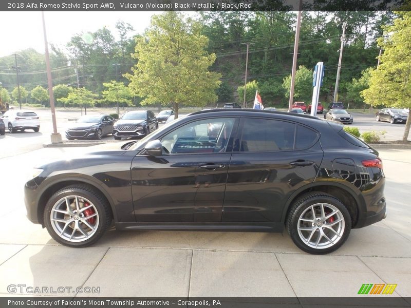 Vulcano (Volcano) Black Metallic / Black/Red 2018 Alfa Romeo Stelvio Sport AWD