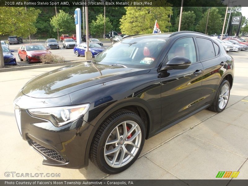 Vulcano (Volcano) Black Metallic / Black/Red 2018 Alfa Romeo Stelvio Sport AWD
