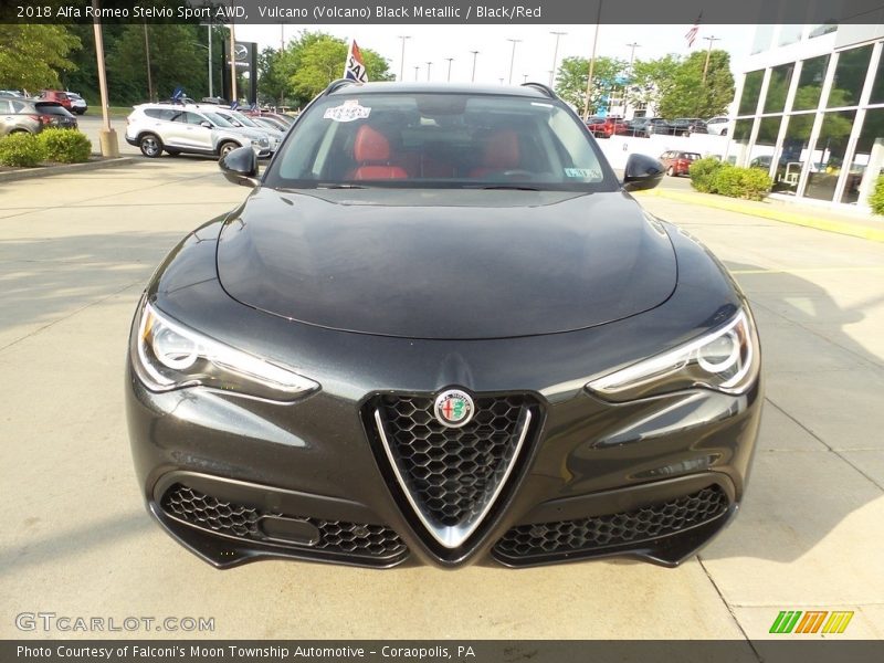 Vulcano (Volcano) Black Metallic / Black/Red 2018 Alfa Romeo Stelvio Sport AWD