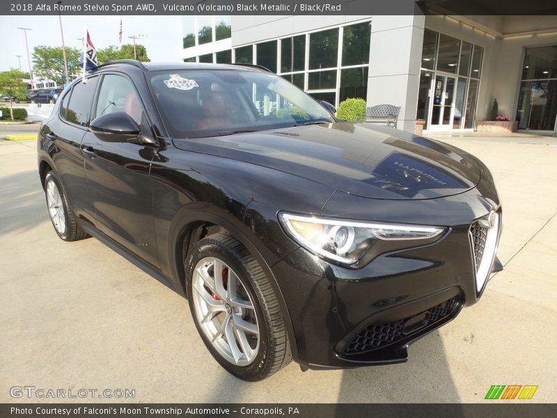 Vulcano (Volcano) Black Metallic / Black/Red 2018 Alfa Romeo Stelvio Sport AWD