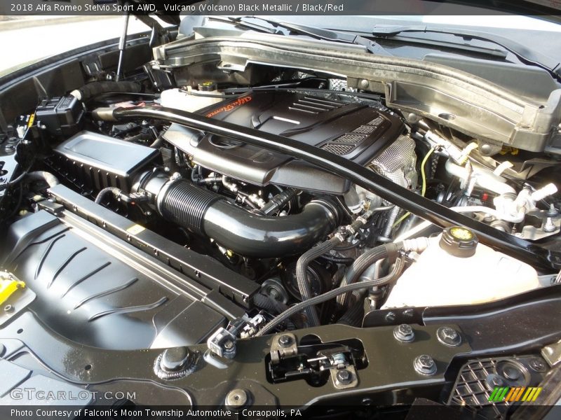 Vulcano (Volcano) Black Metallic / Black/Red 2018 Alfa Romeo Stelvio Sport AWD