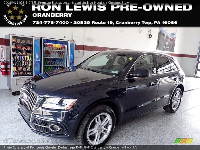 Moonlight Blue Metallic / Chestnut Brown 2016 Audi Q5 3.0 TFSI Premium Plus quattro
