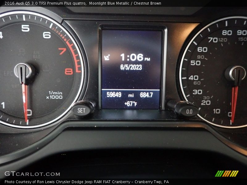 Moonlight Blue Metallic / Chestnut Brown 2016 Audi Q5 3.0 TFSI Premium Plus quattro