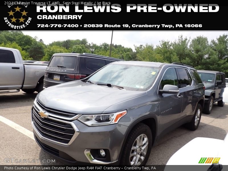 Satin Steel Metallic / Jet Black 2021 Chevrolet Traverse LT AWD