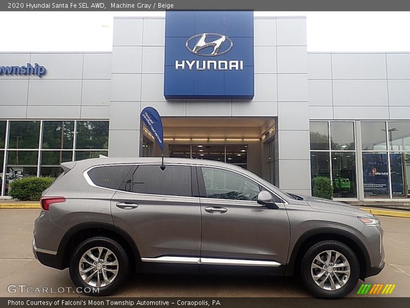 Machine Gray / Beige 2020 Hyundai Santa Fe SEL AWD