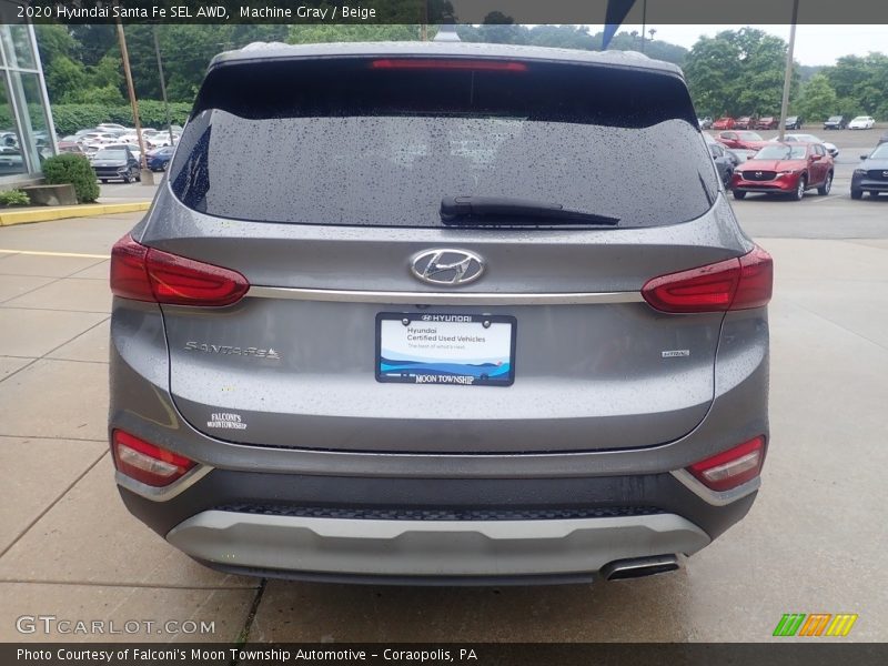 Machine Gray / Beige 2020 Hyundai Santa Fe SEL AWD