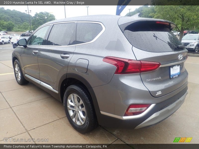 Machine Gray / Beige 2020 Hyundai Santa Fe SEL AWD