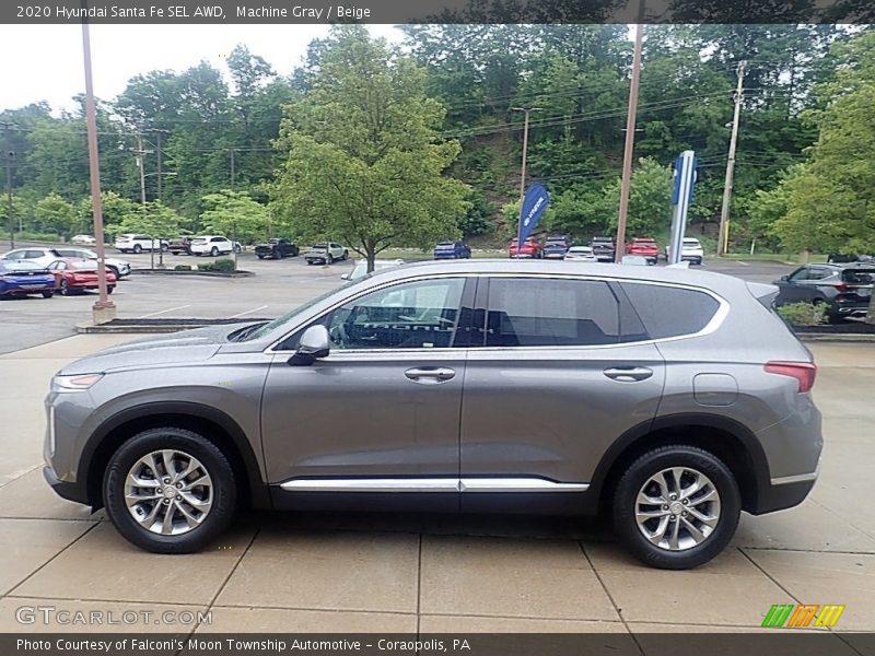Machine Gray / Beige 2020 Hyundai Santa Fe SEL AWD